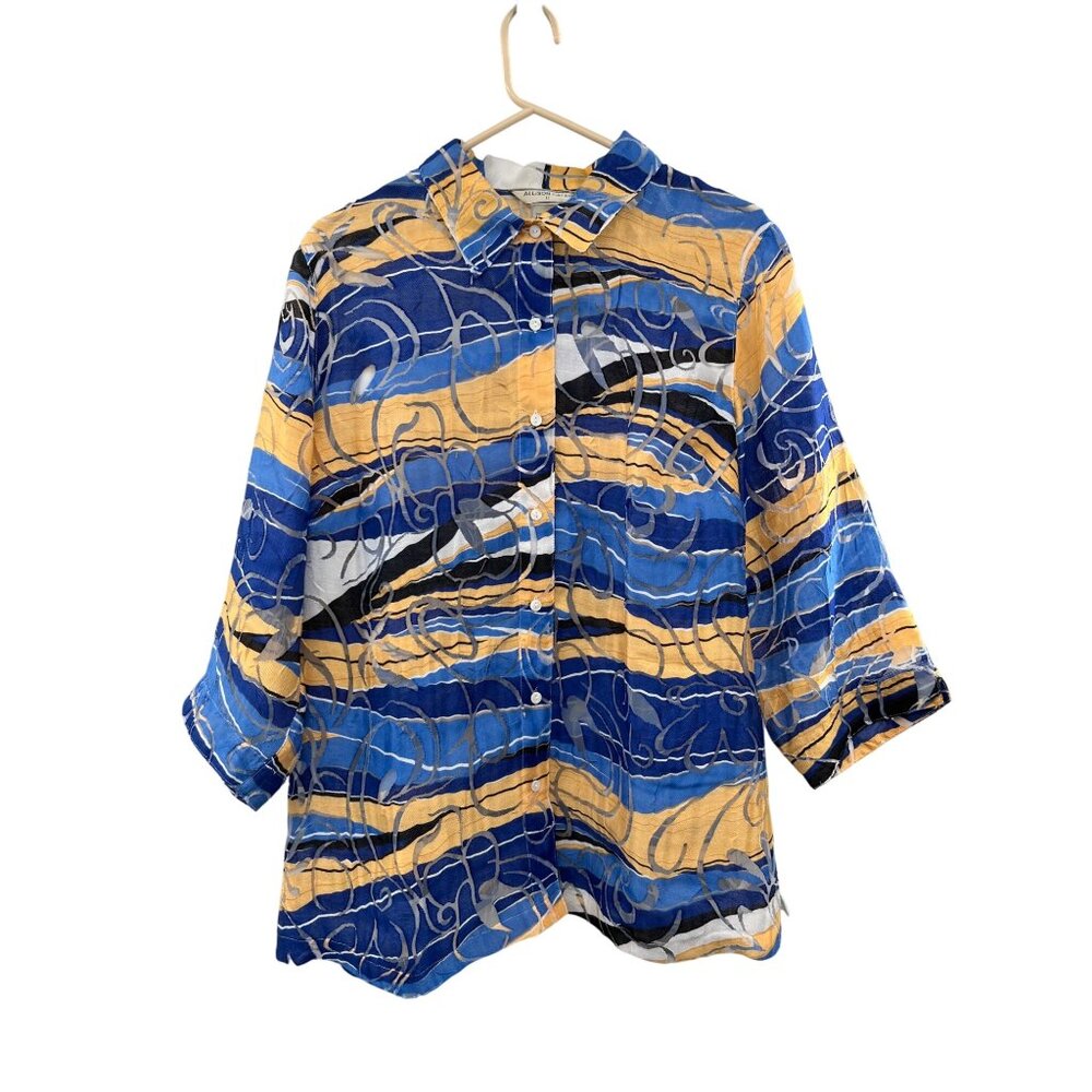 Allison Daley Women’s Blouse 22W | Abstract Print 3/4 Sleeve Button-Down